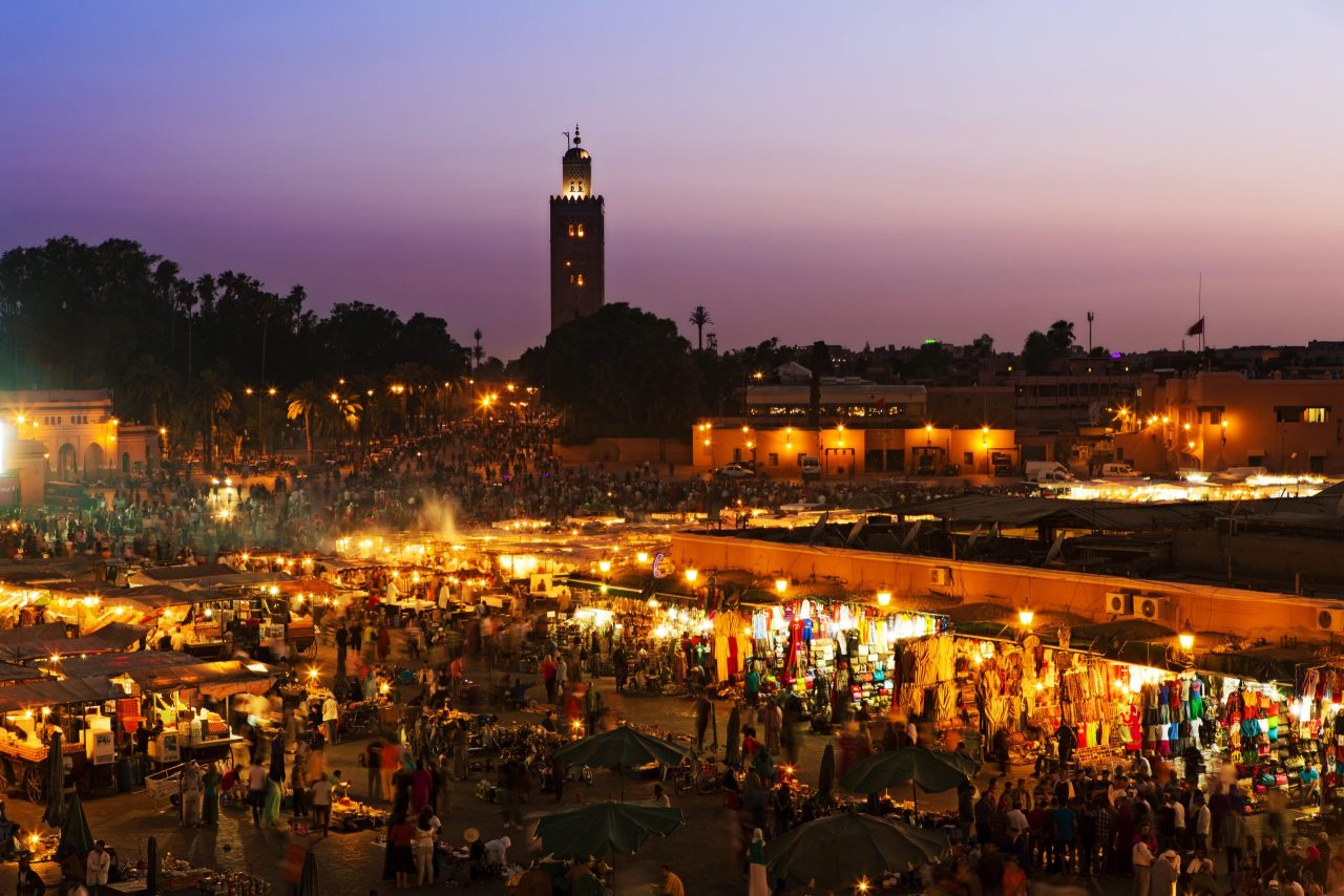 The Jemaa el Fna squre in Marrakesh, Morocco